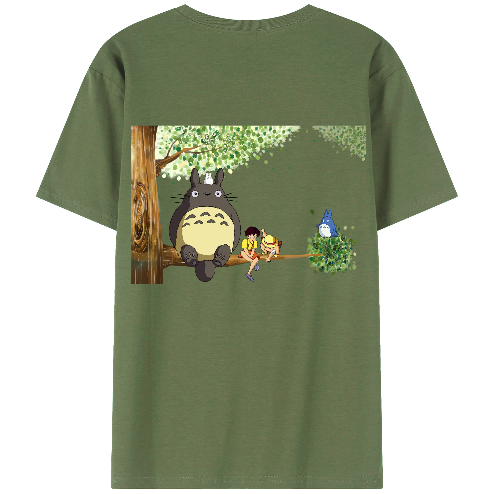 （画像用） となりのトトロ 草壁メイ 草壁サツキ My Neighbor Totoro Satsuki Kusakabe Mei Kusakabe 綿100％ メンズ半袖Tシャツ（バックプリント） 通気性